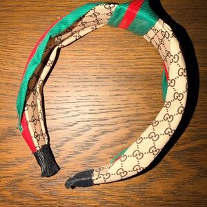 FAUX Beige and Red Patterned Headband